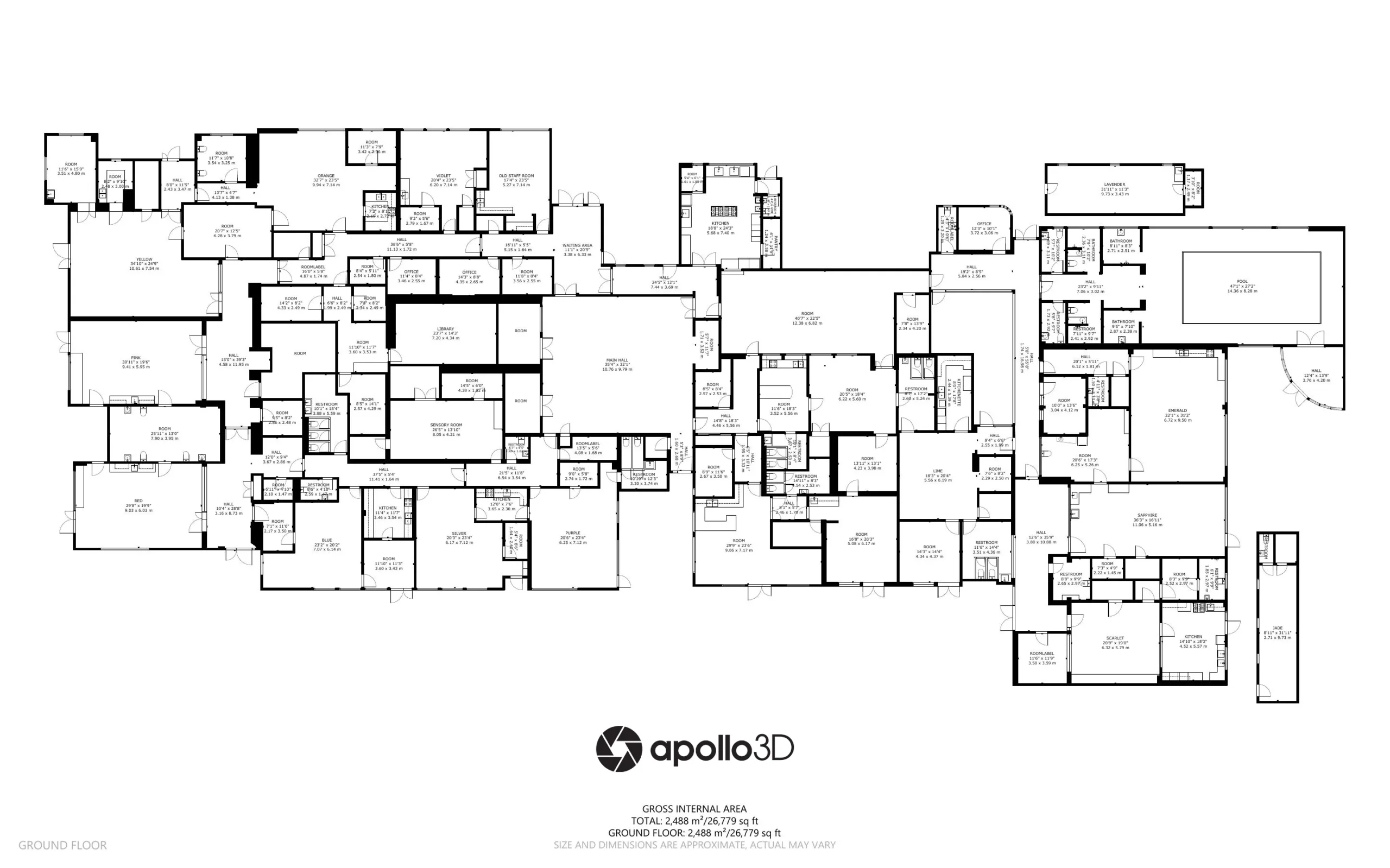 2d floorplan of hilltop school